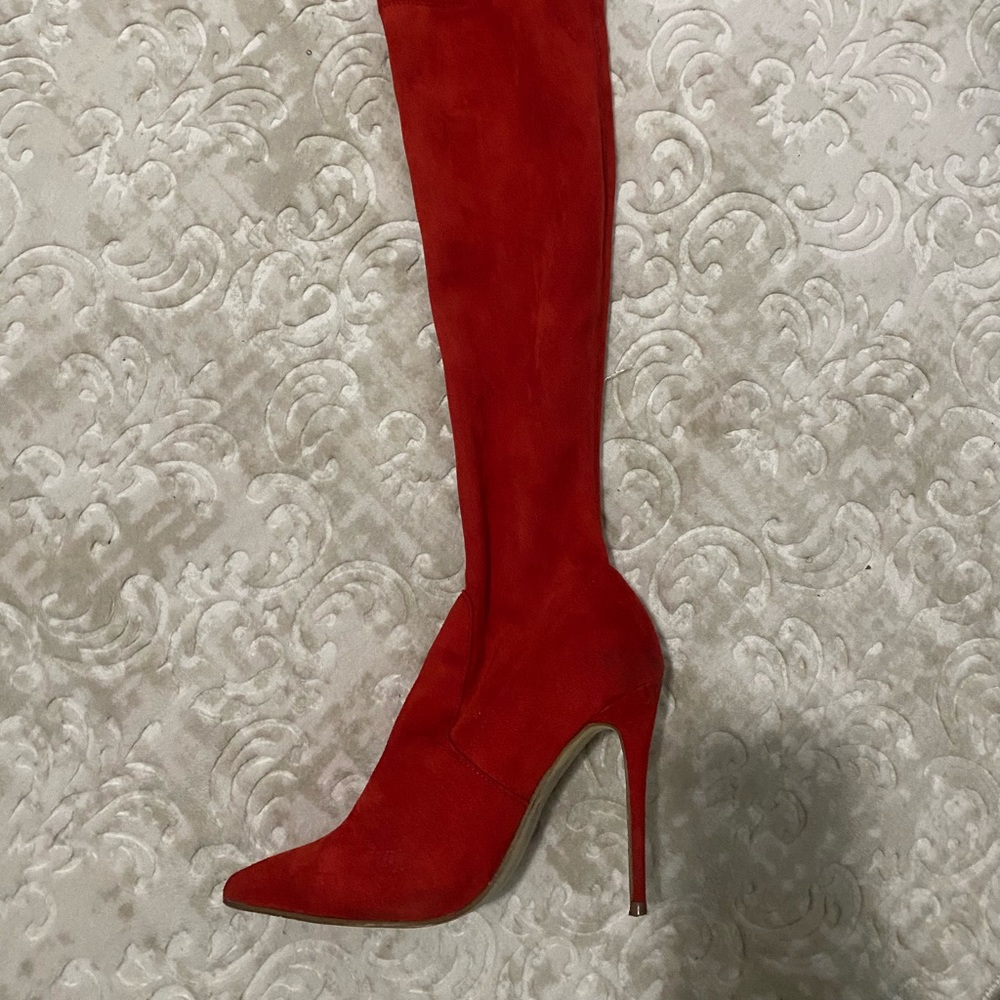 Red Hot Thigh High Boots
